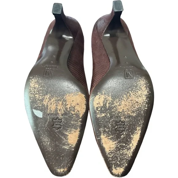 Bruno Magli Vintage Women's Brown Leather Dotted Pumps Heels Shoes Italy 8B - Picture 5 of 10